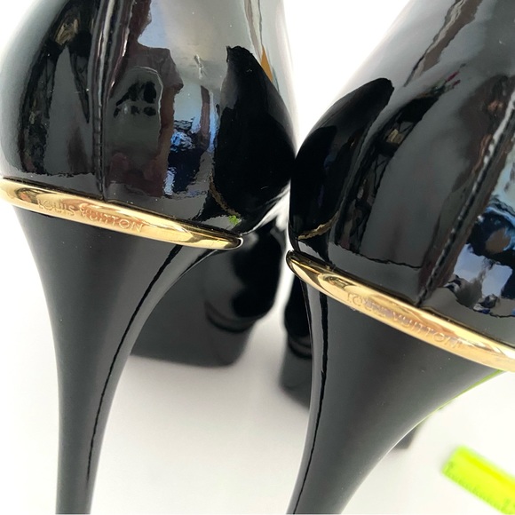 Louis Vuitton Black Patent Leather Peep Toe Platform High Heel Pumps Size 41 - Picture 5 of 16